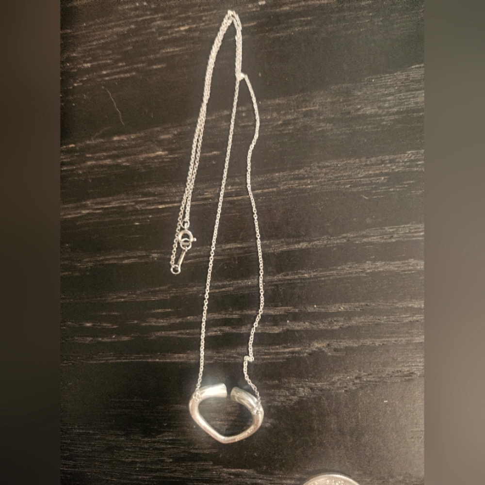 Tiffany & Co. Open Broken Heart. Silver Necklace and Comes With COA